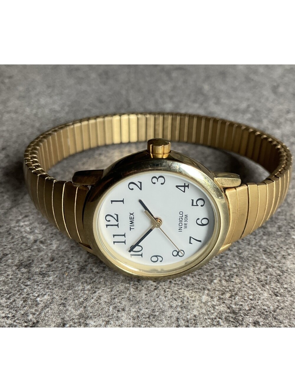 Timex Easy Reader Womens Watch Gold Tone Case White Dial Gold Expansion Band A14